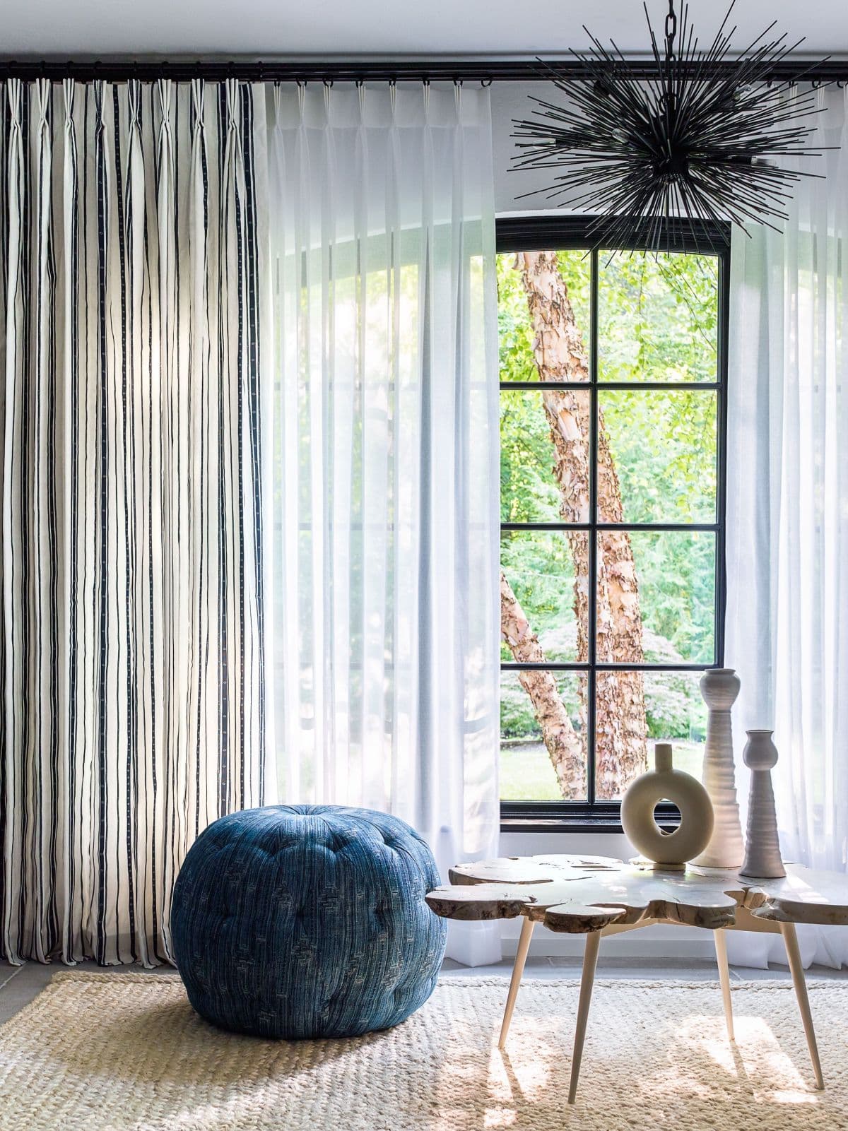 Layered curtains and sheers, daytime