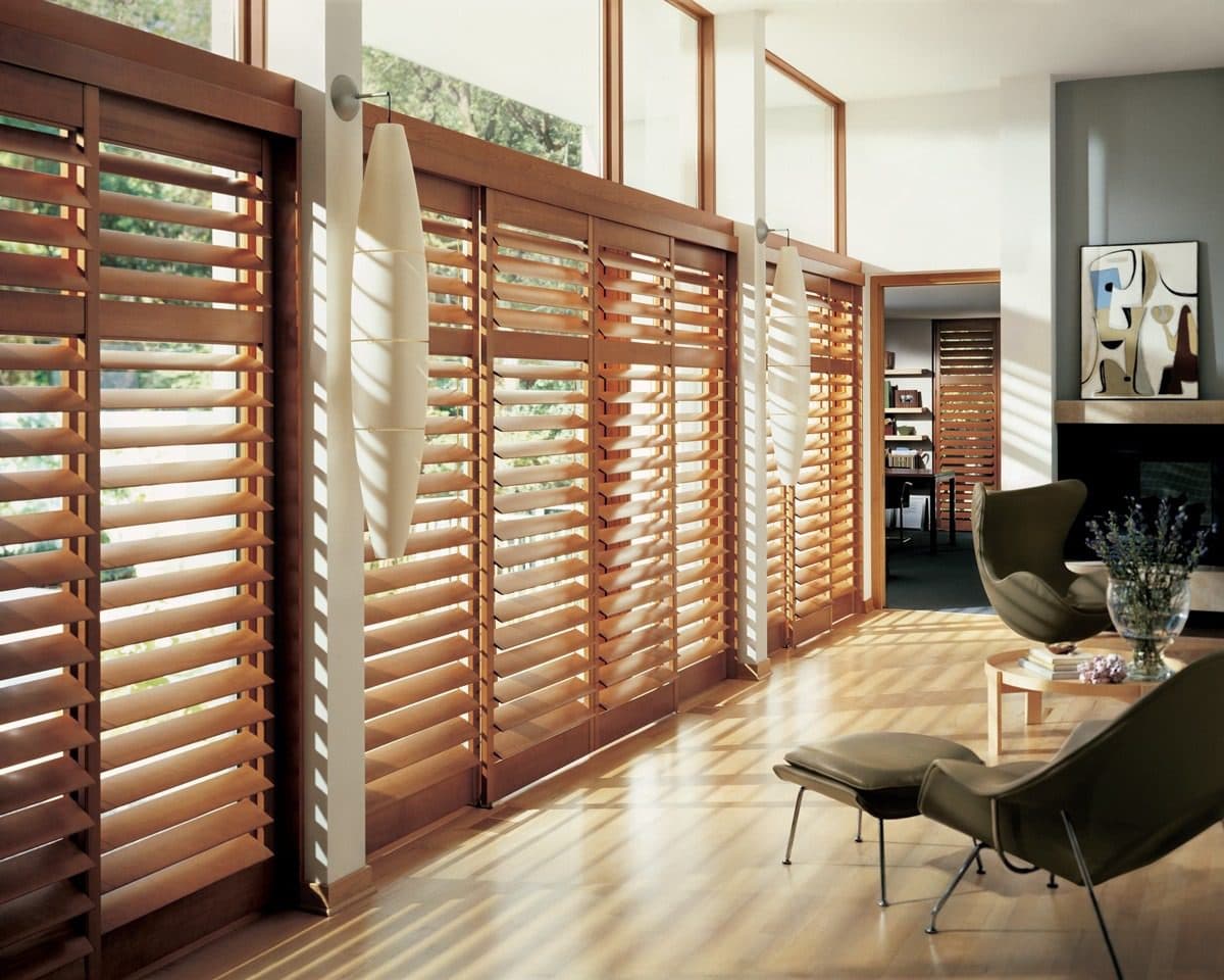 Hunter Douglas Heritance plantation shutters in a living room