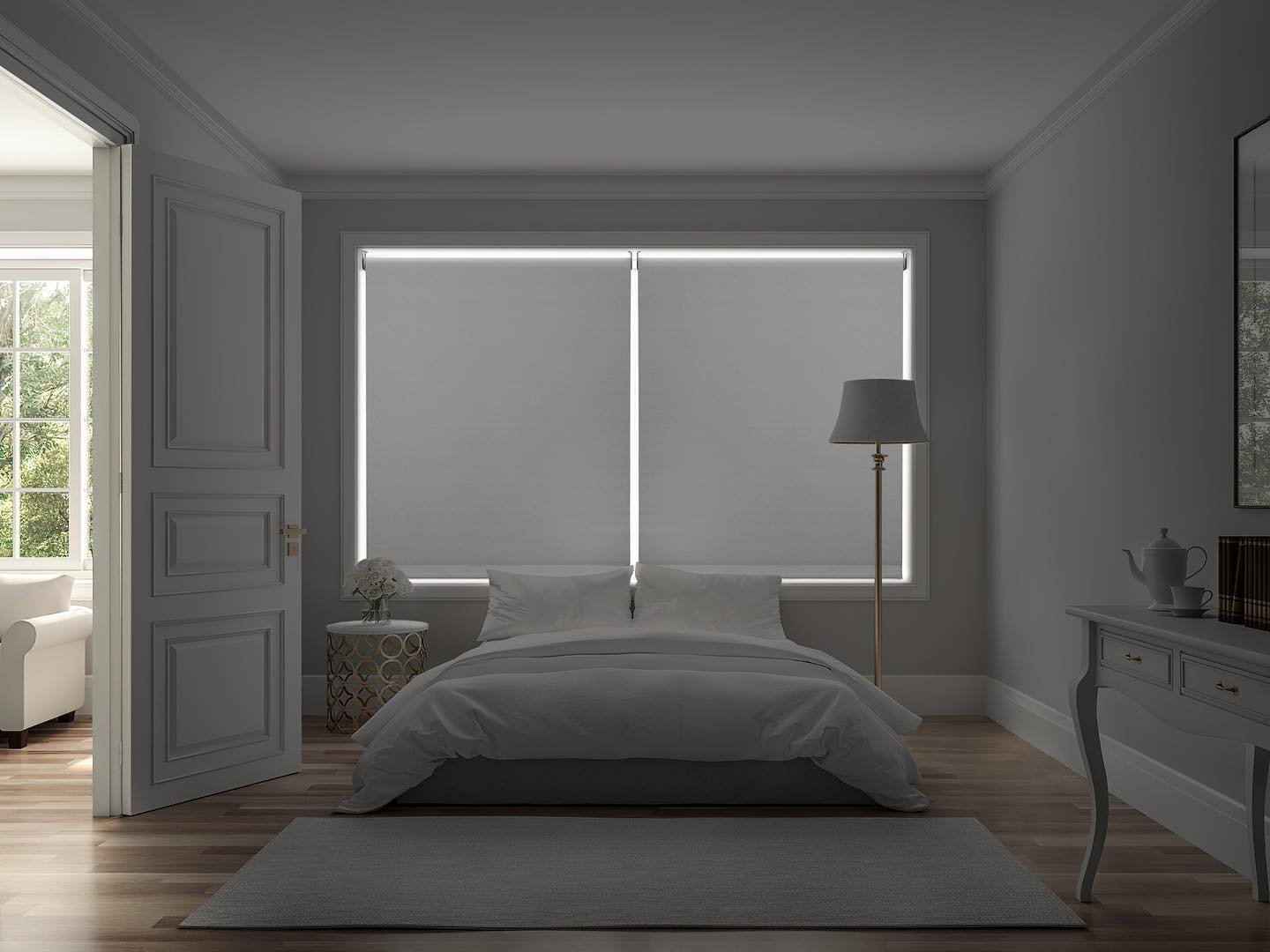 Custom roller shades install detail