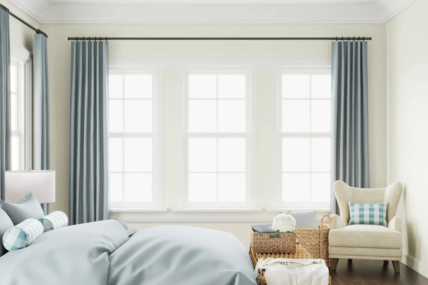 Classic linen Roman shade in a living room