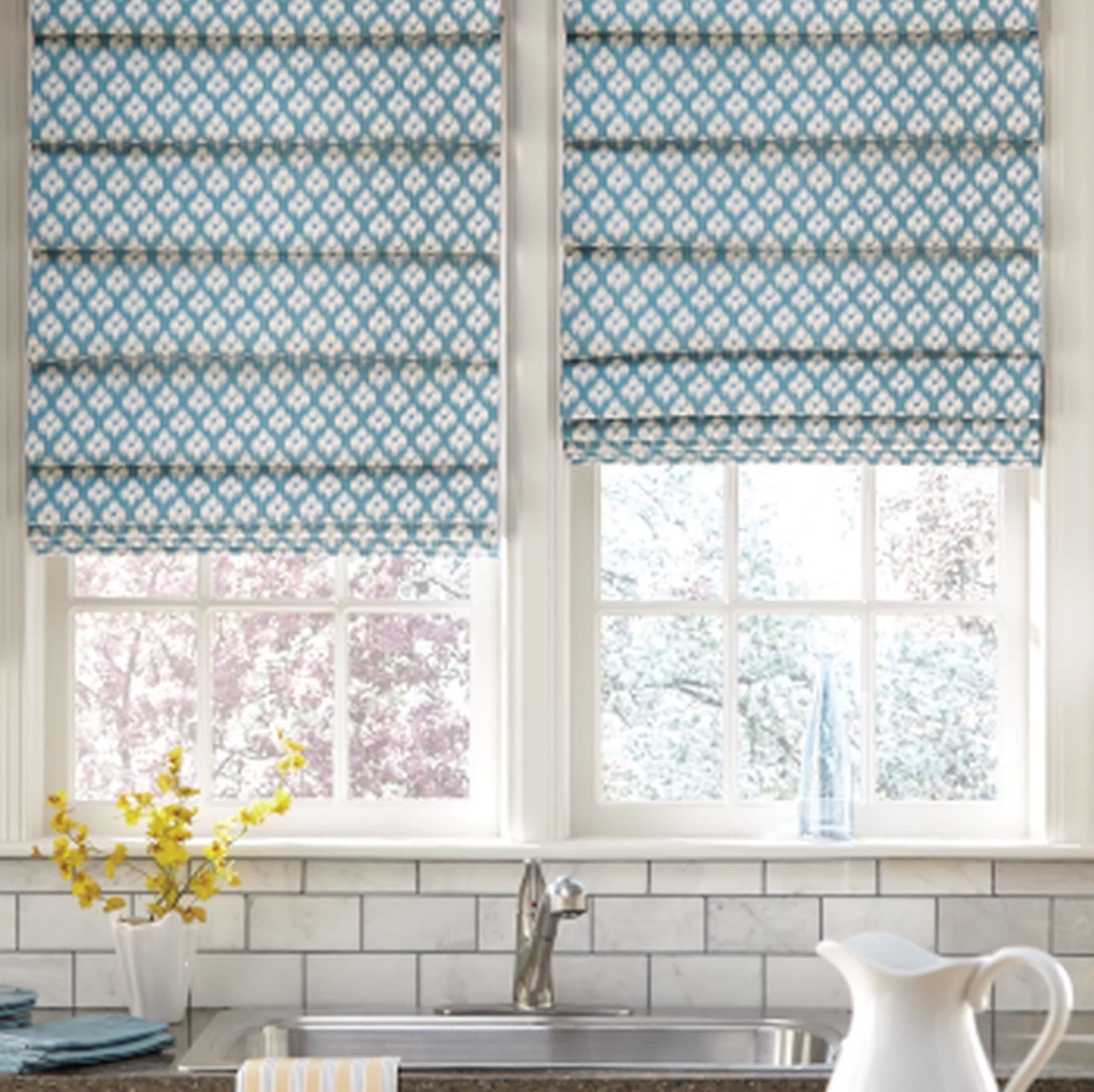 Roman shades on a patio door