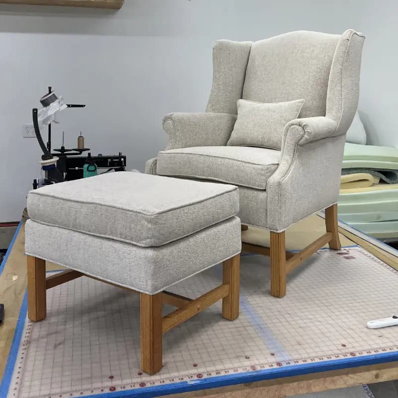Upholstered gray lounge chair