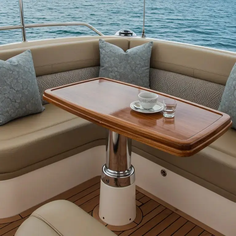 Yacht upholstery, luxury wood interior