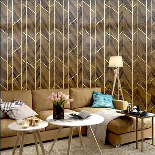 Geometric gold pattern metallic wallcovering